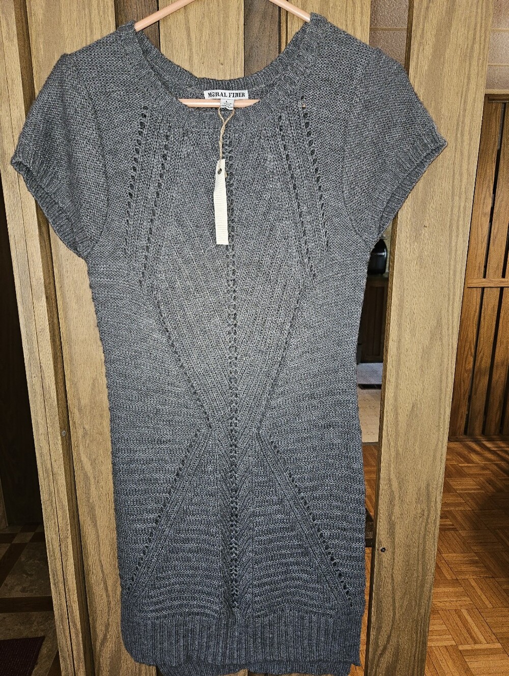 NWT Moral Fiber Sz L Gray SS Sweater Dress